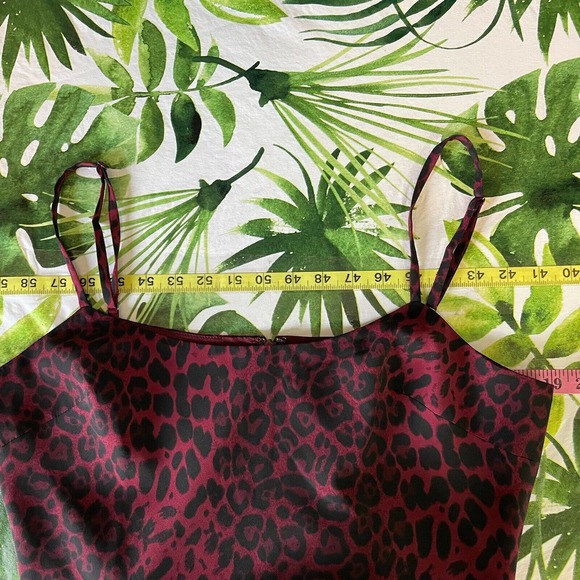 DRESS THE POPULATION Shaireen Leopard Dress Womens Large Burgundy Sleeveless - Picture 14 of 15